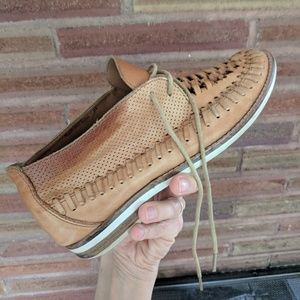 Leather lace-up loafers